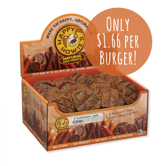 4inch BEEF BURGERS Bulk (60 Count) Happy Howie's All Natural Dog Treats